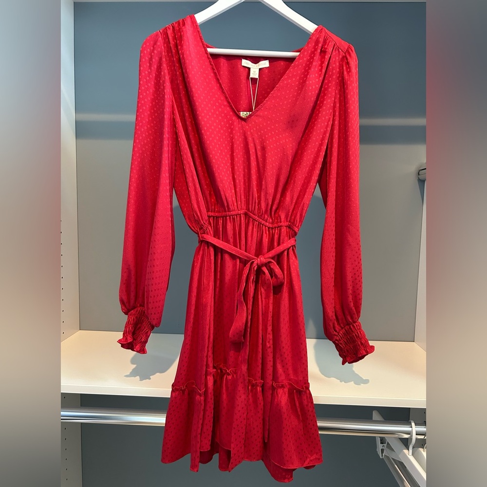 NWT Chelsea & Violet red dress. Long sleeve. Sz medium. Red dot detail. New!!